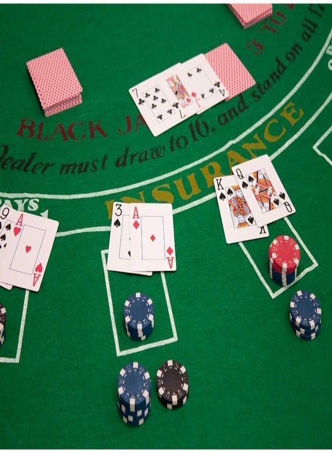 WMX KD Casino Tabletop Felt Layout Mat for Nights Game, Fun Casino, Parties, and Events! 36"x72" (Green Blackjack) - Image 5